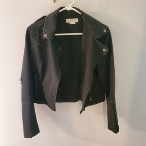 Ci Sono Black Distressed Jean Jacket Size Medium
